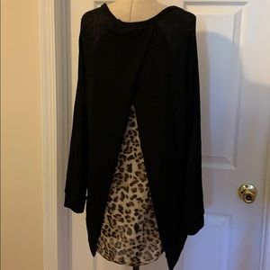 Split back leopard sweater